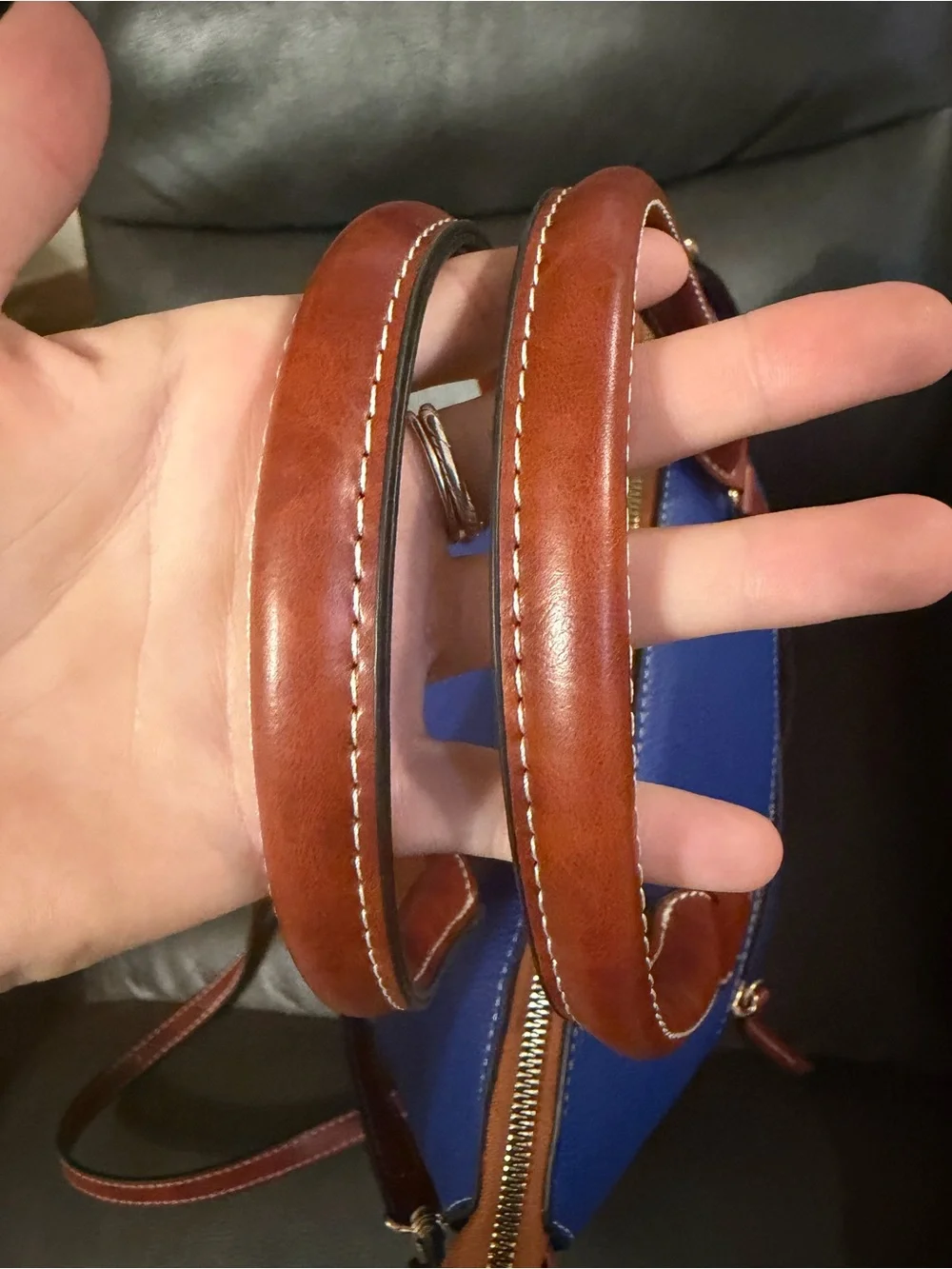 Blue and Brown Women’s Satchel Handbag